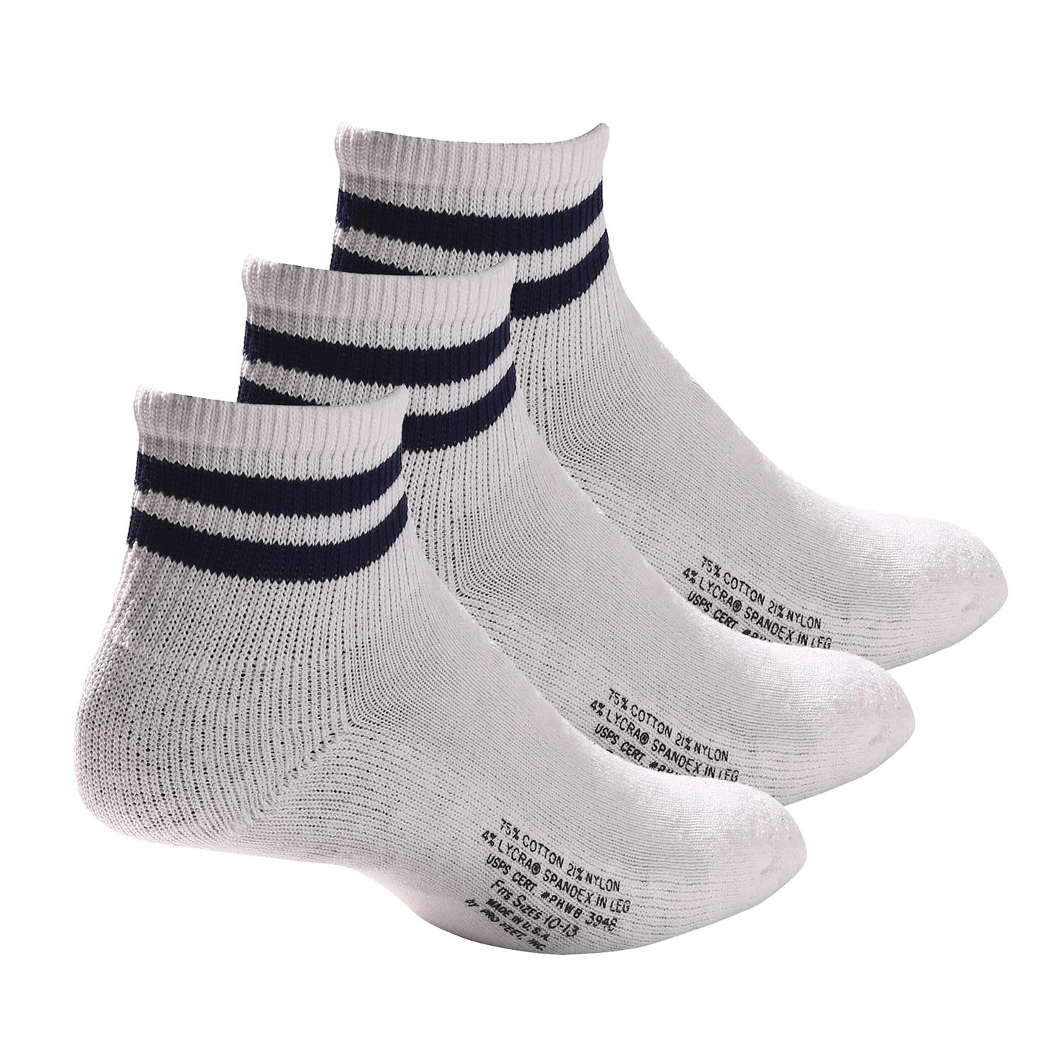 Pro Feet Cushioned Sole White Ankle 3-Pack - Large